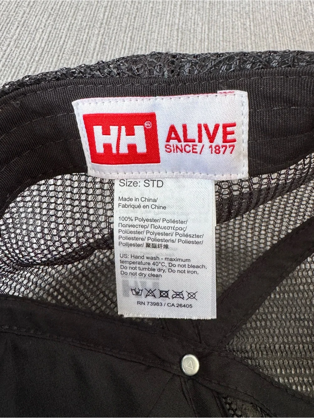 Helly Hansen Trucker Hat Black Mesh Snapback Logo Cap
